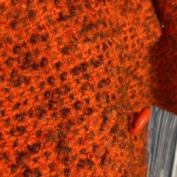 Vintage Woman’s Di Vinci By Roberto California Orange Knit Buttoned Down Coat - Picture 11 of 13